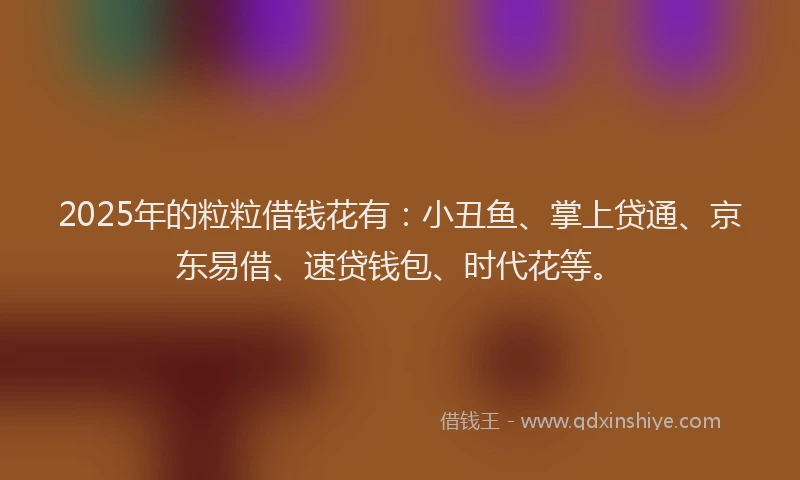 2025年的粒粒借钱花有：小丑鱼、掌上贷通、京东易借、速贷钱包、时代花等。