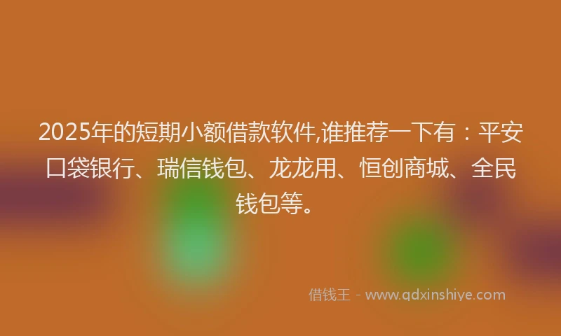 2025年的短期小额借款软件,谁推荐一下有：平安口袋银行、瑞信钱包、龙龙用、恒创商城、全民钱包等。