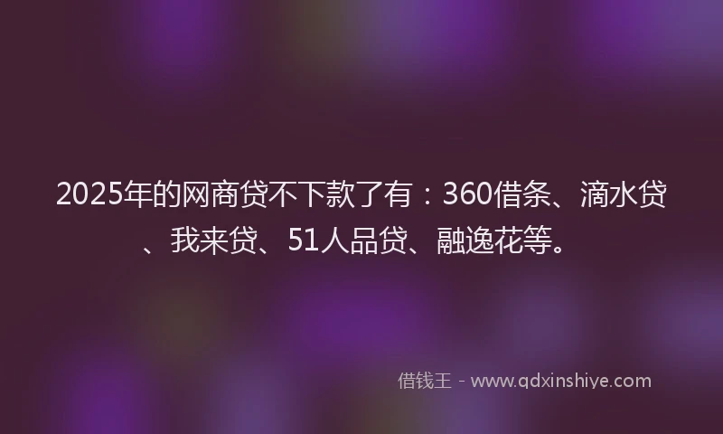 2025年的网商贷不下款了有：360借条、滴水贷、我来贷、51人品贷、融逸花等。