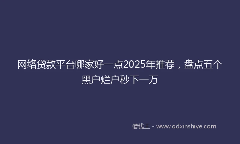 网络贷款平台哪家好一点2025年推荐，盘点五个黑户烂户秒下一万