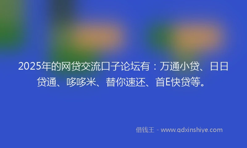 2025年的网贷交流口子论坛有：万通小贷、日日贷通、哆哆米、替你速还、首E快贷等。