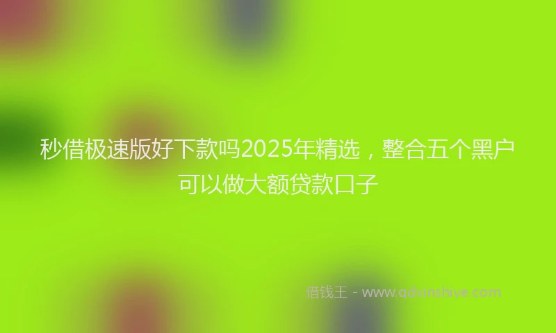 秒借极速版好下款吗2025年精选，整合五个黑户可以做大额贷款口子
