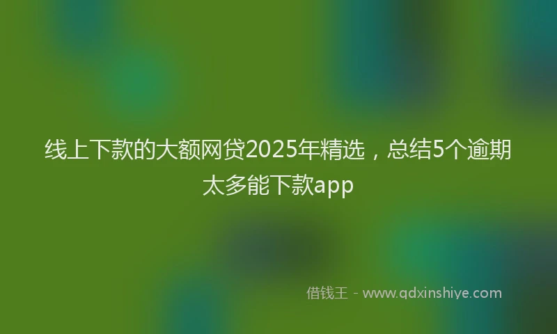 线上下款的大额网贷2025年精选，总结5个逾期太多能下款app