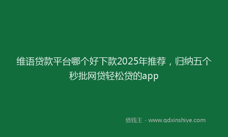 维语贷款平台哪个好下款2025年推荐，归纳五个秒批网贷轻松贷的app