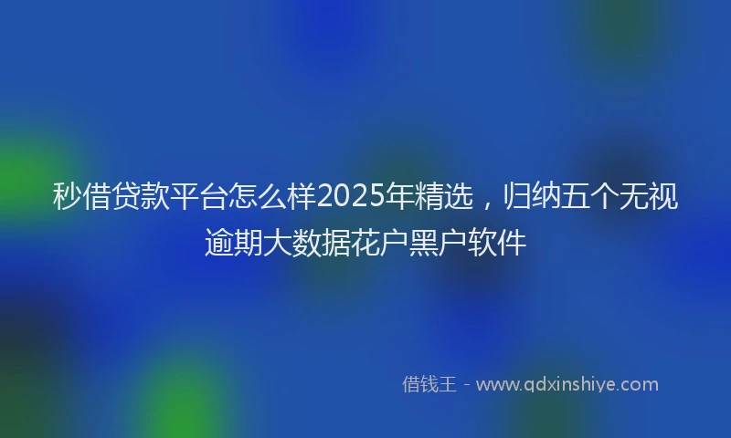 秒借贷款平台怎么样2025年精选，归纳五个无视逾期大数据花户黑户软件