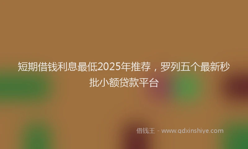 短期借钱利息最低2025年推荐，罗列五个最新秒批小额贷款平台