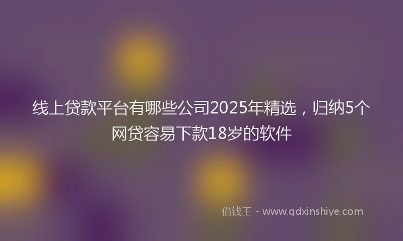 线上贷款平台有哪些公司2025年精选，归纳5个网贷容易下款18岁的软件