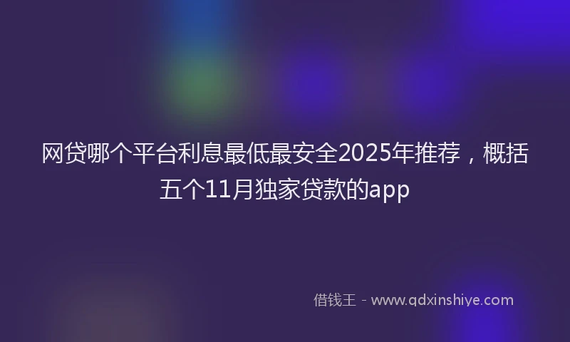 网贷哪个平台利息最低最安全2025年推荐，概括五个11月独家贷款的app