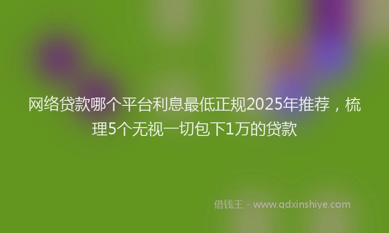网络贷款哪个平台利息最低正规2025年推荐，梳理5个无视一切包下1万的贷款