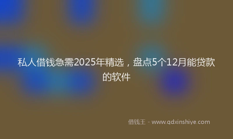 私人借钱急需2025年精选，盘点5个12月能贷款的软件