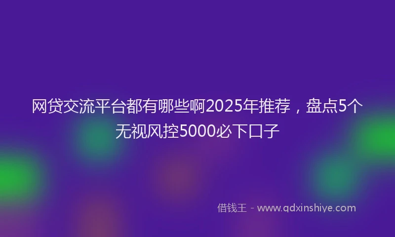 网贷交流平台都有哪些啊2025年推荐，盘点5个无视风控5000必下口子