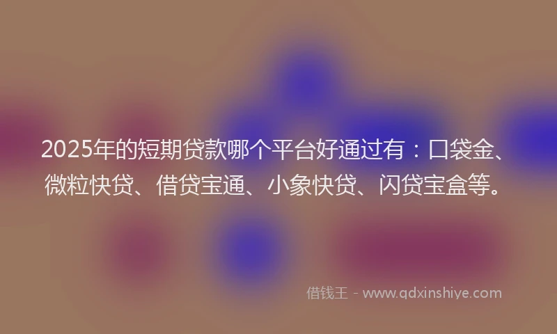 2025年的短期贷款哪个平台好通过有：口袋金、微粒快贷、借贷宝通、小象快贷、闪贷宝盒等。