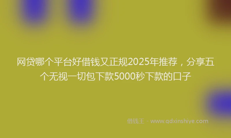 网贷哪个平台好借钱又正规2025年推荐，分享五个无视一切包下款5000秒下款的口子
