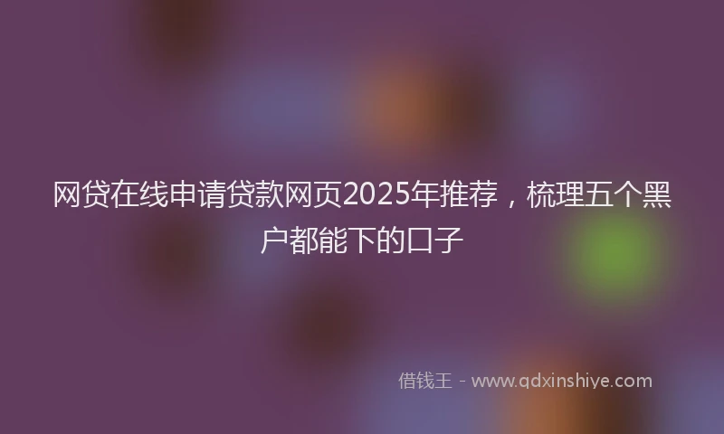 网贷在线申请贷款网页2025年推荐，梳理五个黑户都能下的口子