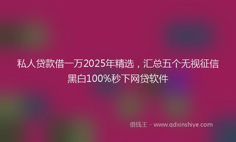 私人贷款借一万2025年精选，汇总五个无视征信黑白100%秒下网贷软件