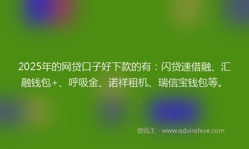 2025年的网贷口子好下款的有：闪贷速借融、汇融钱包+、呼吸金、诺祥租机、瑞信宝钱包等。