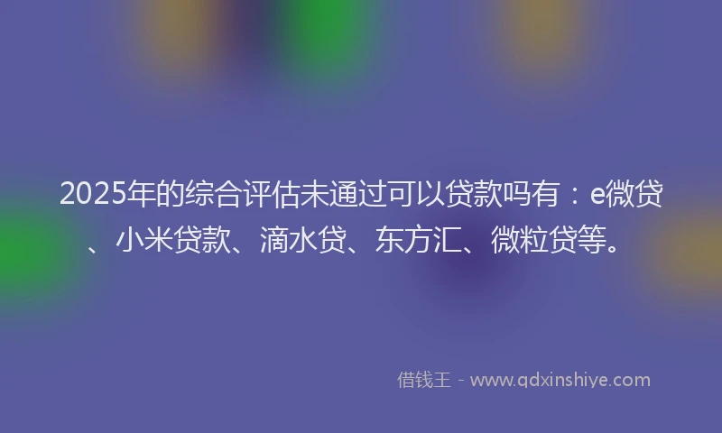 2025年的综合评估未通过可以贷款吗有：e微贷、小米贷款、滴水贷、东方汇、微粒贷等。