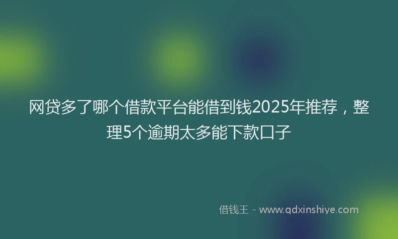 网贷多了哪个借款平台能借到钱2025年推荐，整理5个逾期太多能下款口子