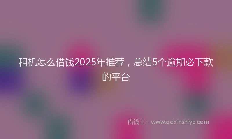 租机怎么借钱2025年推荐，总结5个逾期必下款的平台
