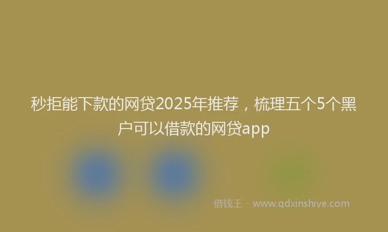秒拒能下款的网贷2025年推荐，梳理五个5个黑户可以借款的网贷app