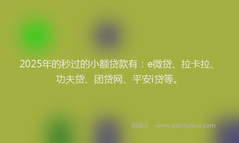 2025年的秒过的小额贷款有：e微贷、拉卡拉、功夫贷、团贷网、平安i贷等。