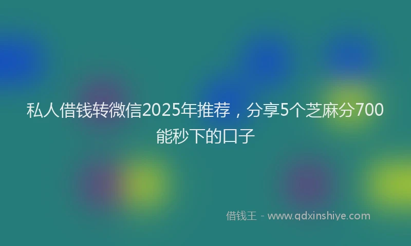 私人借钱转微信2025年推荐，分享5个芝麻分700能秒下的口子
