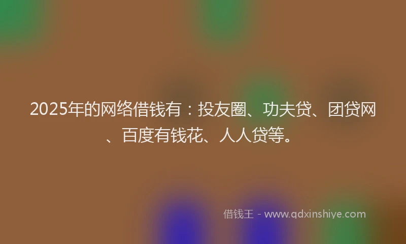 2025年的网络借钱有：投友圈、功夫贷、团贷网、百度有钱花、人人贷等。