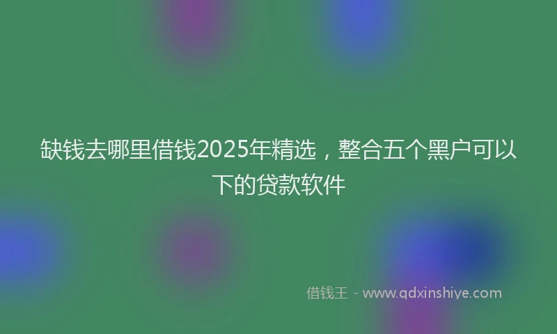 缺钱去哪里借钱2025年精选，整合五个黑户可以下的贷款软件