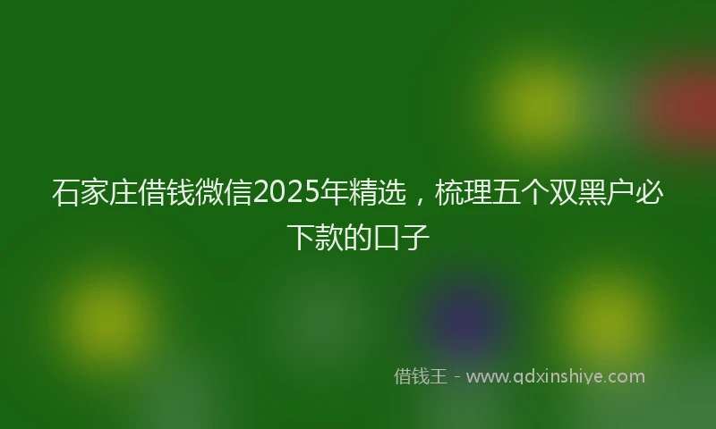 石家庄借钱微信2025年精选，梳理五个双黑户必下款的口子