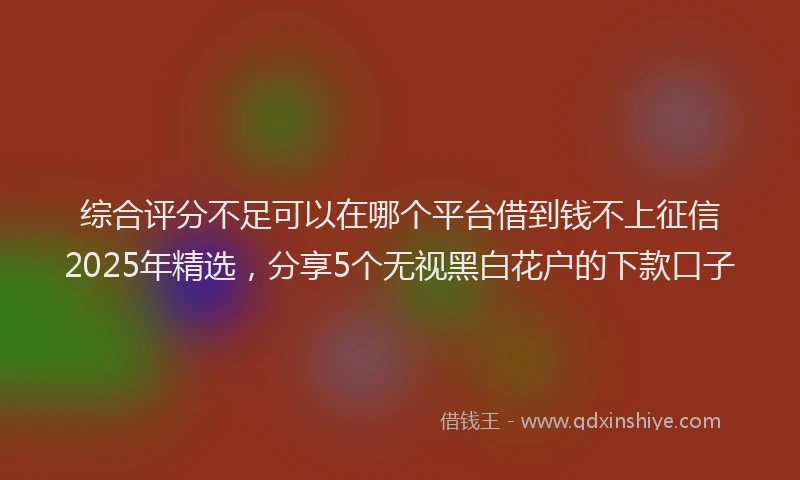 综合评分不足可以在哪个平台借到钱不上征信2025年精选，分享5个无视黑白花户的下款口子