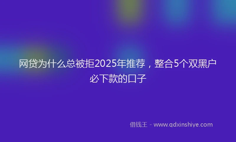 网贷为什么总被拒2025年推荐，整合5个双黑户必下款的口子