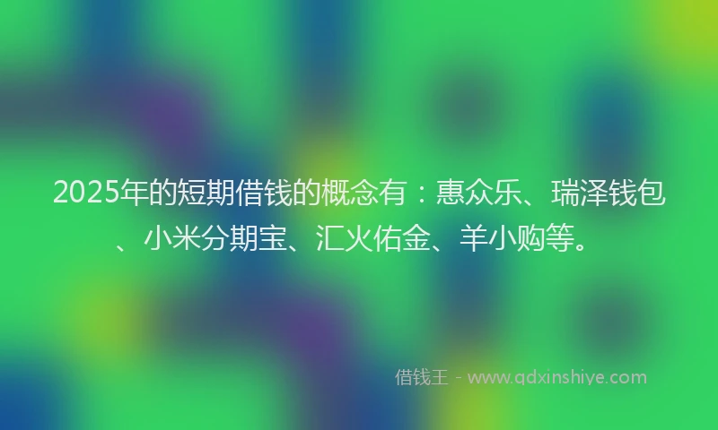 2025年的短期借钱的概念有：惠众乐、瑞泽钱包、小米分期宝、汇火佑金、羊小购等。