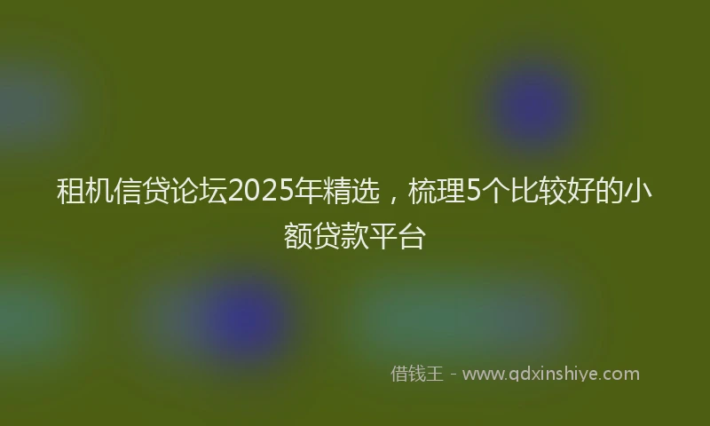 租机信贷论坛2025年精选，梳理5个比较好的小额贷款平台