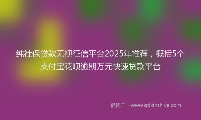 纯社保贷款无视征信平台2025年推荐，概括5个支付宝花呗逾期万元快速贷款平台