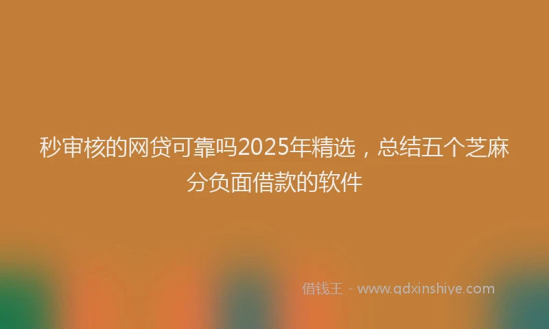 秒审核的网贷可靠吗2025年精选，总结五个芝麻分负面借款的软件