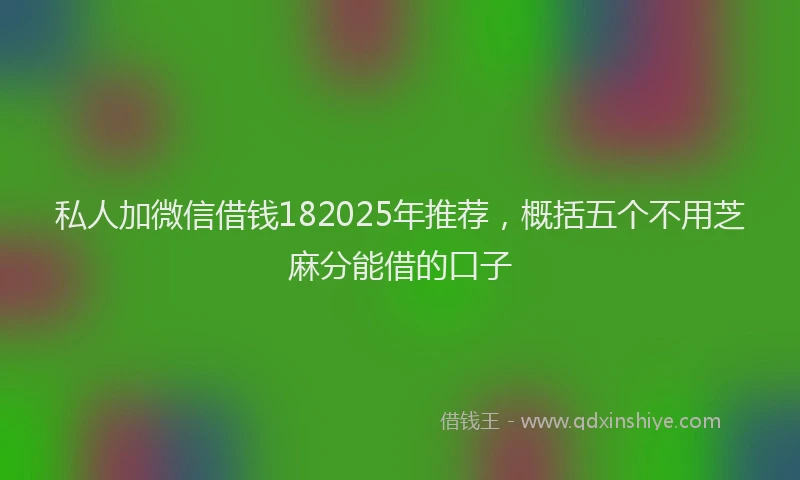 私人加微信借钱182025年推荐，概括五个不用芝麻分能借的口子