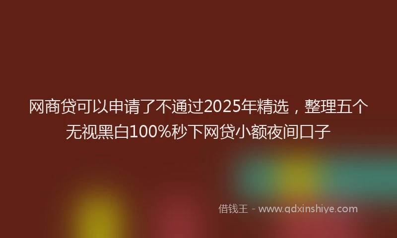 网商贷可以申请了不通过2025年精选，整理五个无视黑白100%秒下网贷小额夜间口子