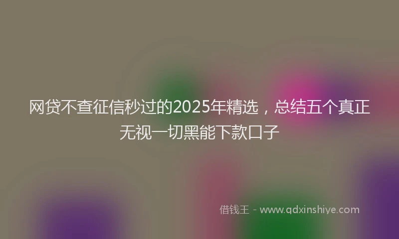 网贷不查征信秒过的2025年精选，总结五个真正无视一切黑能下款口子