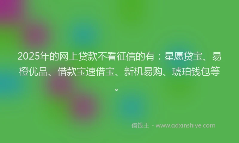 2025年的网上贷款不看征信的有：星愿贷宝、易橙优品、借款宝速借宝、新机易购、琥珀钱包等。