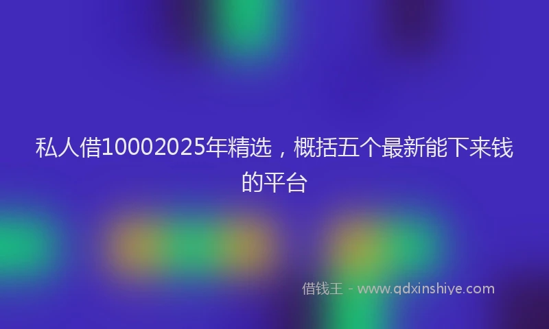 私人借10002025年精选，概括五个最新能下来钱的平台