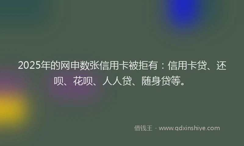2025年的网申数张信用卡被拒有：信用卡贷、还呗、花呗、人人贷、随身贷等。