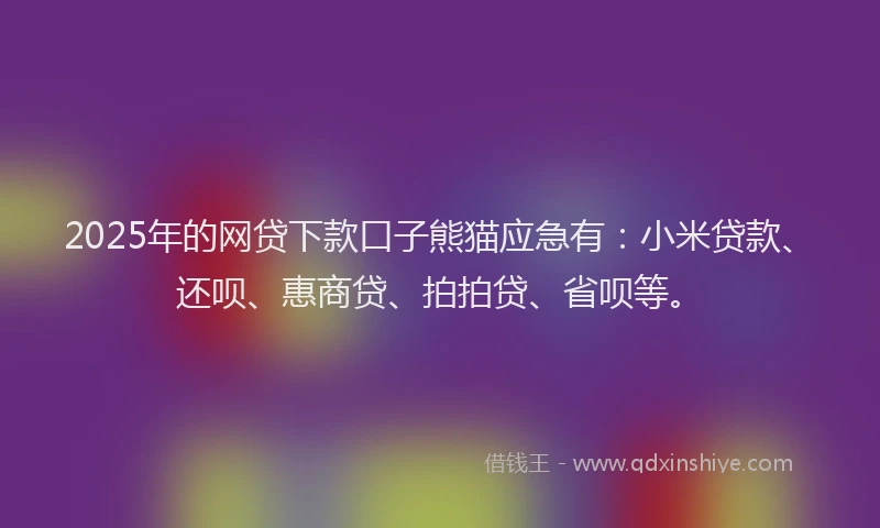 2025年的网贷下款口子熊猫应急有：小米贷款、还呗、惠商贷、拍拍贷、省呗等。