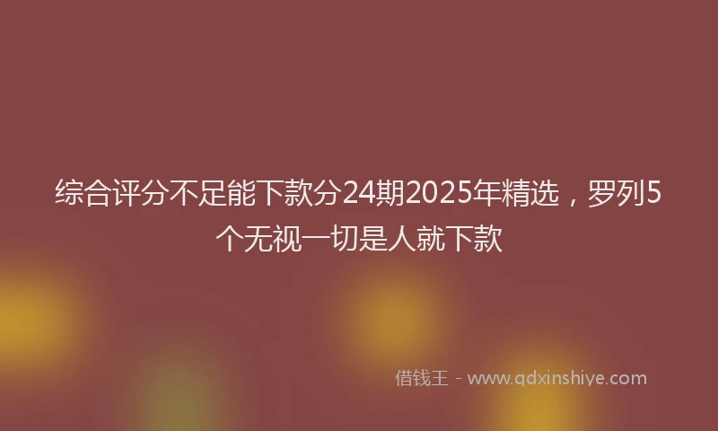 综合评分不足能下款分24期2025年精选，罗列5个无视一切是人就下款
