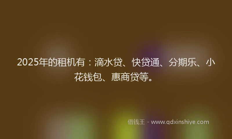 2025年的租机有：滴水贷、快贷通、分期乐、小花钱包、惠商贷等。