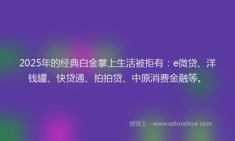 2025年的经典白金掌上生活被拒有：e微贷、洋钱罐、快贷通、拍拍贷、中原消费金融等。