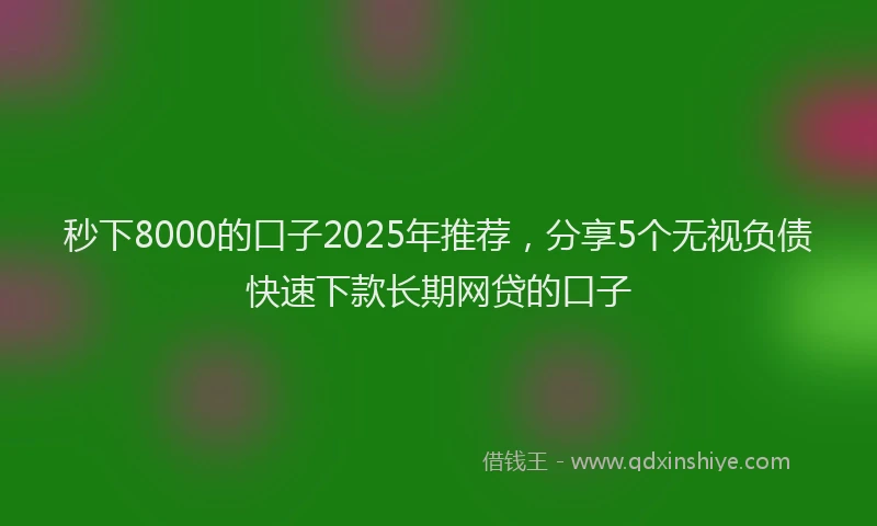 秒下8000的口子2025年推荐，分享5个无视负债快速下款长期网贷的口子