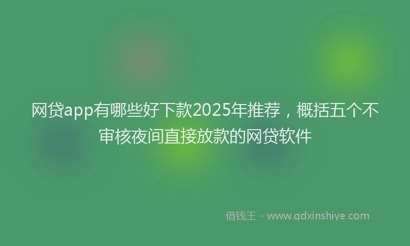 网贷app有哪些好下款2025年推荐，概括五个不审核夜间直接放款的网贷软件