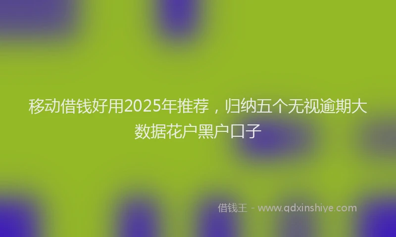 移动借钱好用2025年推荐，归纳五个无视逾期大数据花户黑户口子