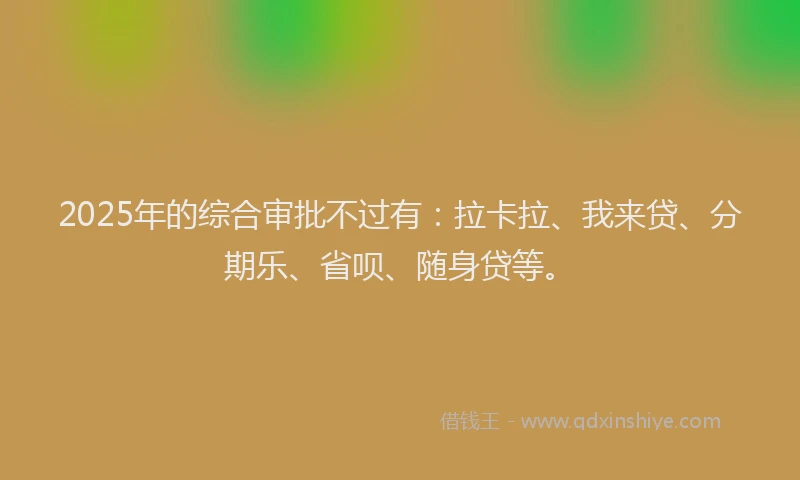 2025年的综合审批不过有：拉卡拉、我来贷、分期乐、省呗、随身贷等。