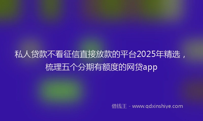 私人贷款不看征信直接放款的平台2025年精选，梳理五个分期有额度的网贷app